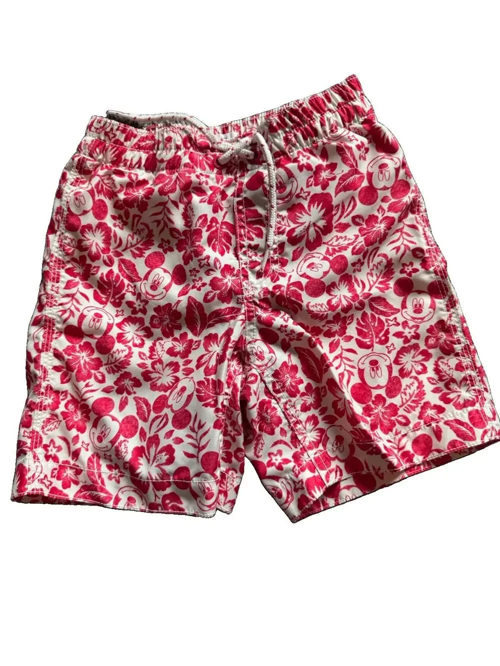 Disney GAP Mickey Mouse Swim Tropical Trunks Red White Size 5 Year Old Aloha